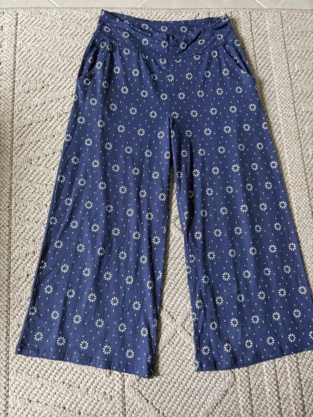 Toad&Co. Women’s Wide Leg Pant Blue White Floral Print - Size Large L Toad Co